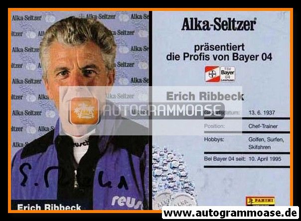 Autogramm Fussball | Bayer Leverkusen | 1995 | Erich RIBBECK