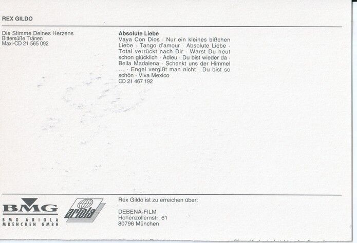 Autogramm Schlager | Rex GILDO | 1998 "Stimme Deines Herzens" (Portrait Color BMG)