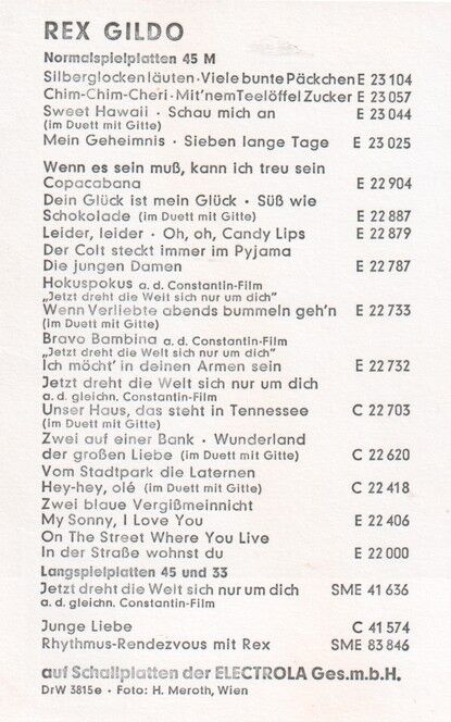 Autogramm Schlager | Rex GILDO | 1965 "Silberglocken Läuten" (Portrait SW Electrola) 1
