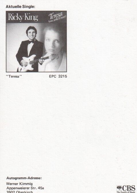 Autogramm Rock | Ricky KING | 1988 "Teresa" (Portrait Color CBS)
