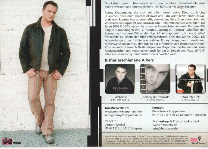 Autogramm Schlager | Ronny KRAPPMANN | 2004 "Was Ich Fühl" (Portrait Color PM)