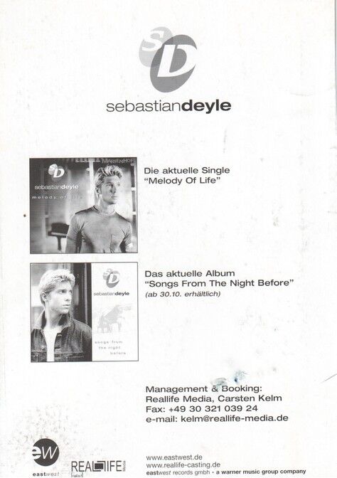 Autogramm Pop | Sebastian DEYLE | 2000 "Songs From Night" (Portrait SW EW)