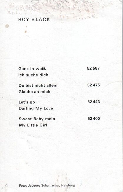 Autogramm Schlager | Roy BLACK | 1973 "Ganz In Weiss" (Portrait SW Polydor)