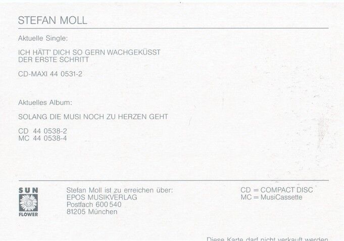Autogramm Schlager | Stefan MOLL | 1994 "Solang Die Musi" (Portrait Color Sunflower)