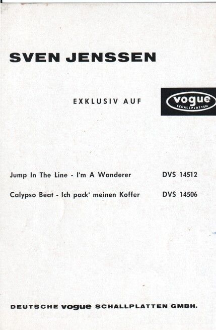 Autogramm Schlager | Sven JENSSEN | 1966 "Jump In The Line" (Portrait SW Vogue)