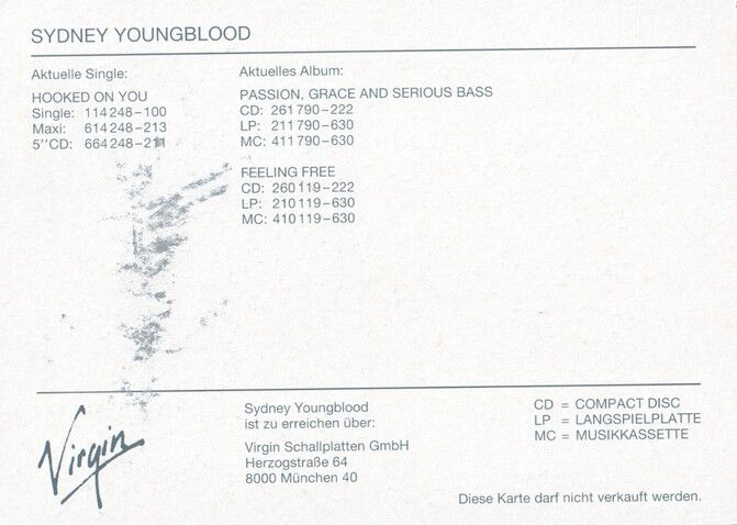 Autogramm Soul (USA) | Sydney YOUNGBLOOD | 1991 "Passion Grace" (Portrait SW Virgin)