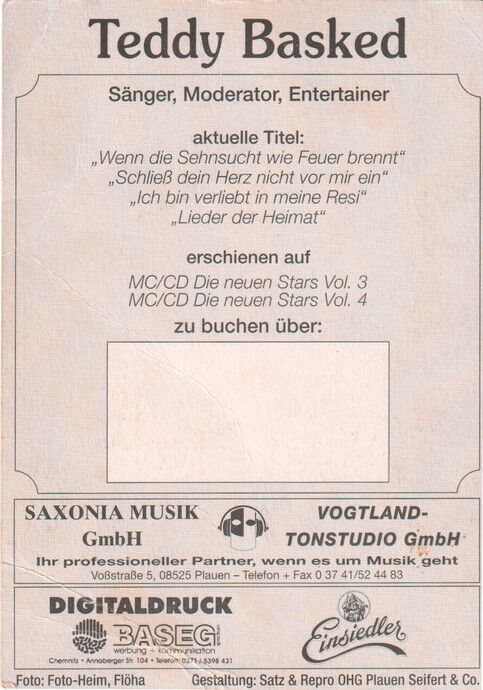 Autogramm Schlager | Teddy BASKET | 1990er (Portrait Color)