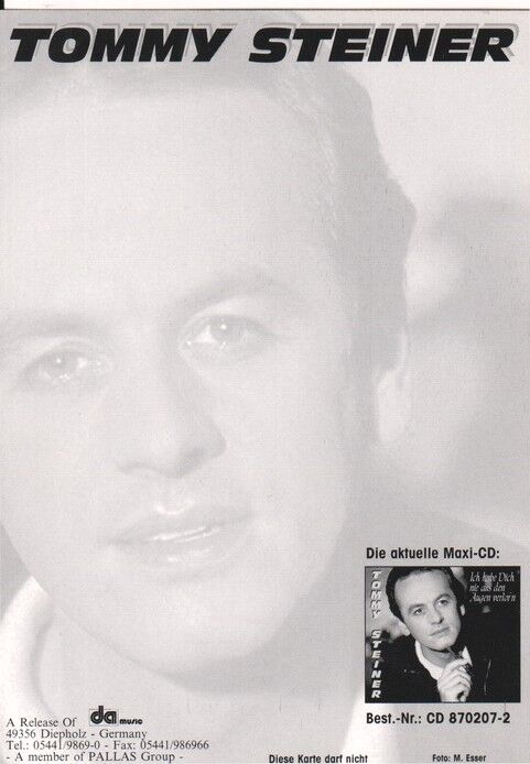 Autogramm Schlager | Tommy STEINER | 1996 "Aus Den Augen" (Portrait Color DA)