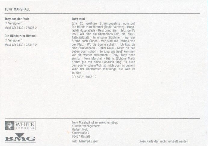 Autogramm Schlager | Tony MARSHALL | 2000 "Tony Total" (Portrait Color White) 2