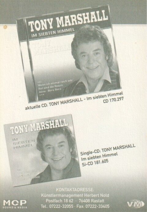 Autogramm Schlager | Tony MARSHALL | 2005 "Im Siebten Himmel" (Portrait Color MCP)