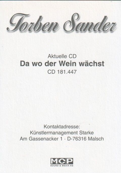 Autogramm Schlager | Torben SANDER | 1990er "Da Wo Der Wein Wächst" (Portrait Color MCP)