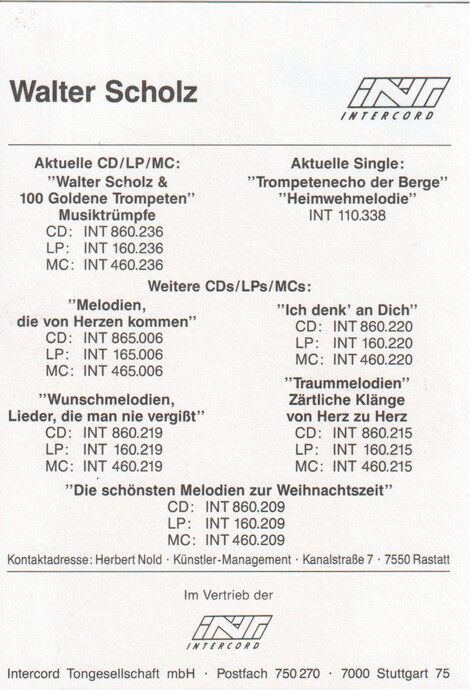 Autogramm Trompete | Walter SCHOLZ | 1987 "100 Goldene" (Portrait Color Intercord)