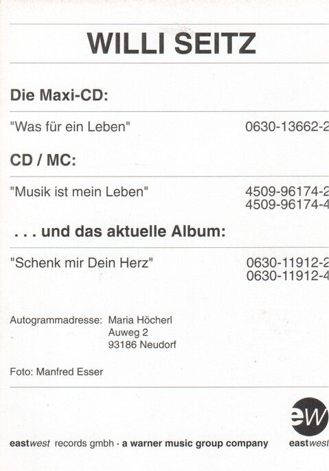 Autogramm Volksmusik | Willi SEITZ | 1995 "Schenk Mir Dein Herz" (Portrait Color EW)