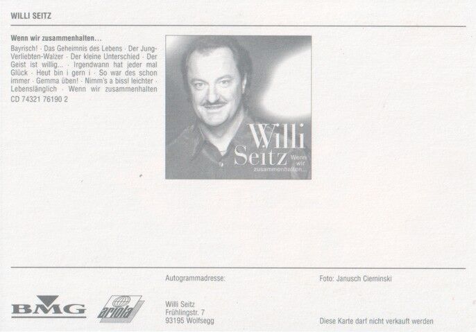 Autogramm Volksmusik | Willi SEITZ | 2000 "Wenn Wir Zusammenhalten" (Portrait Color BMG)