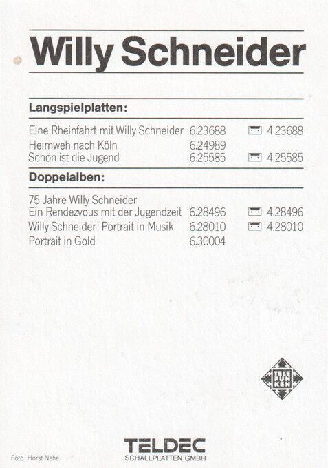 Autogramm Schlager | Willy SCHNEIDER | 1980 "75 Jahre" (Portrait Color Teldec)