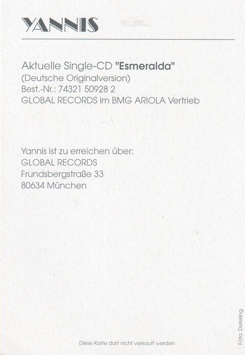 Autogramm Schlager | YANNIS | 1997 "Esmeralda" (Portrait Color Global)
