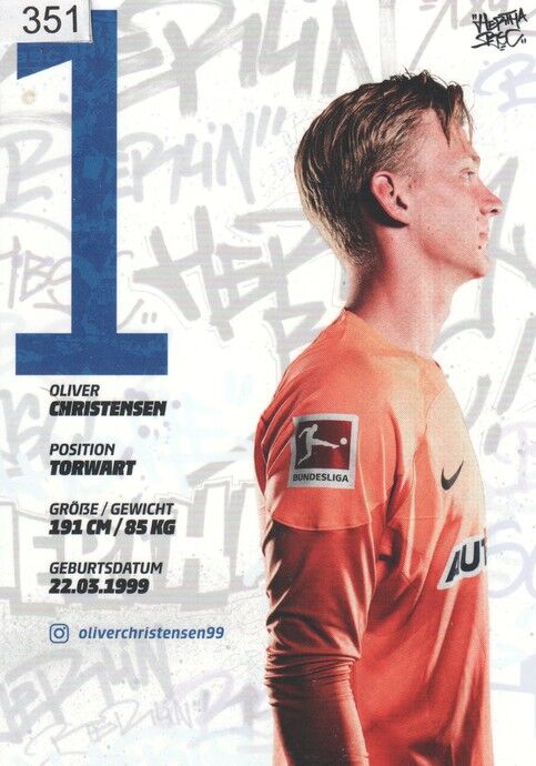 Autogramm Fussball | Hertha BSC Berlin | 2022 | Oliver CHRISTENSEN