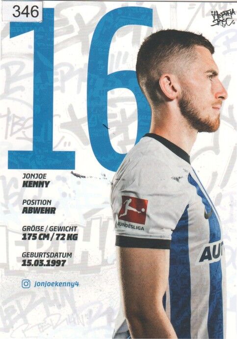 Autogramm Fussball | Hertha BSC Berlin | 2022 | Jonjoe KENNY