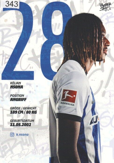 Autogramm Fussball | Hertha BSC Berlin | 2022 | Keljan NSONA