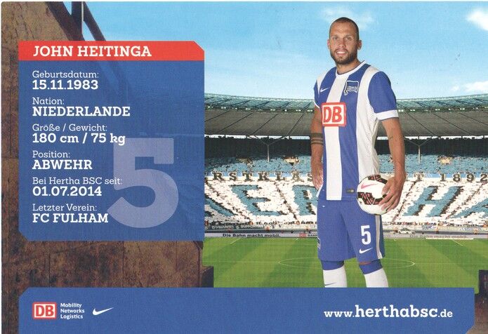 Autogramm Fussball | Hertha BSC Berlin | 2014 | John HEITINGA
