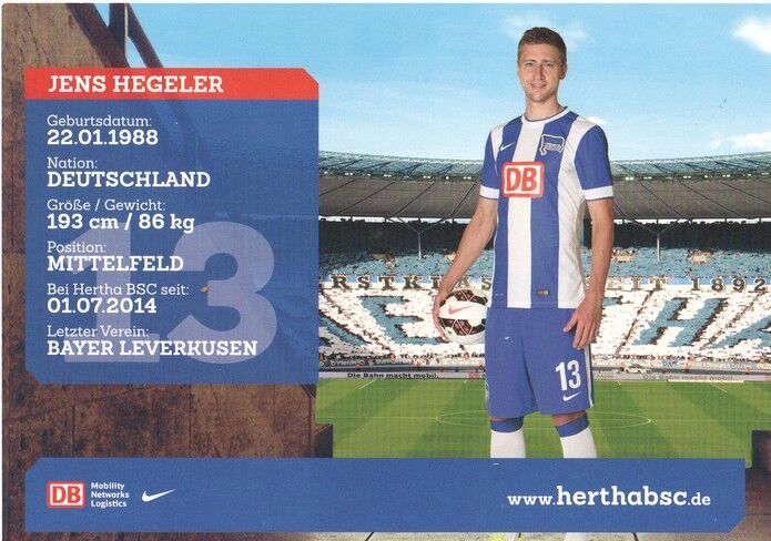 Autogramm Fussball | Hertha BSC Berlin | 2014 | Jens HEGELER