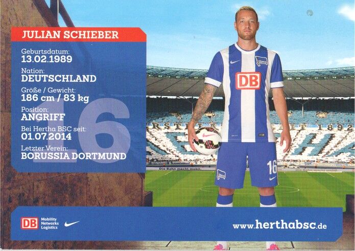 Autogramm Fussball | Hertha BSC Berlin | 2014 | Julian SCHIEBER