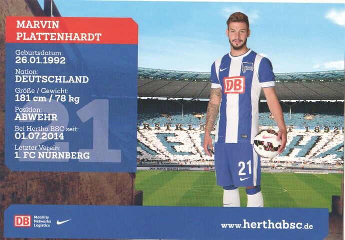 Autogramm Fussball | Hertha BSC Berlin | 2014 | Marvin PLATTENHARDT