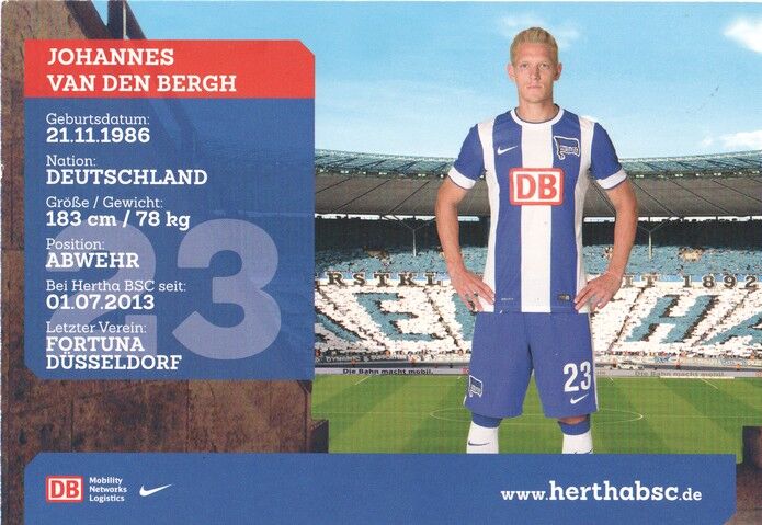 Autogramm Fussball | Hertha BSC Berlin | 2014 | Johannes VAN DEN BERGH
