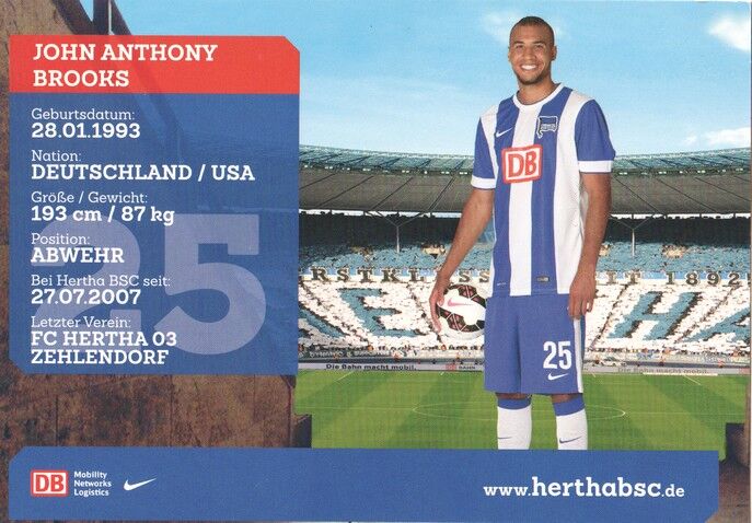Autogramm Fussball | Hertha BSC Berlin | 2014 | John Anthony BROOKS
