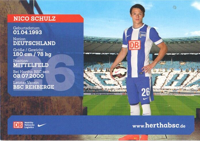 Autogramm Fussball | Hertha BSC Berlin | 2014 | Nico SCHULZ