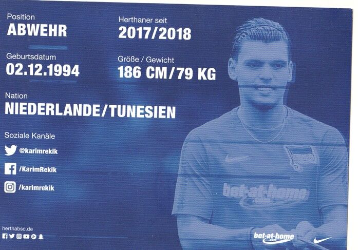 Autogramm Fussball | Hertha BSC Berlin | 2017 | Karim REKIK