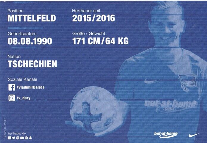Autogramm Fussball | Hertha BSC Berlin | 2017 | Vladimir DARIDA