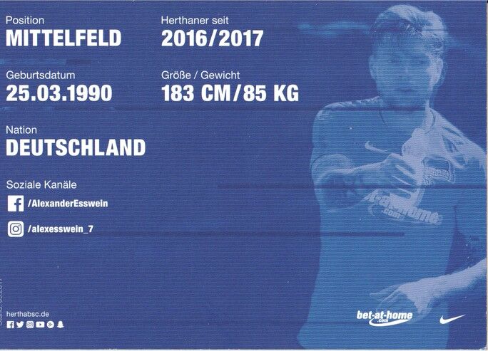 Autogramm Fussball | Hertha BSC Berlin | 2017 | Alexander ESSWEIN