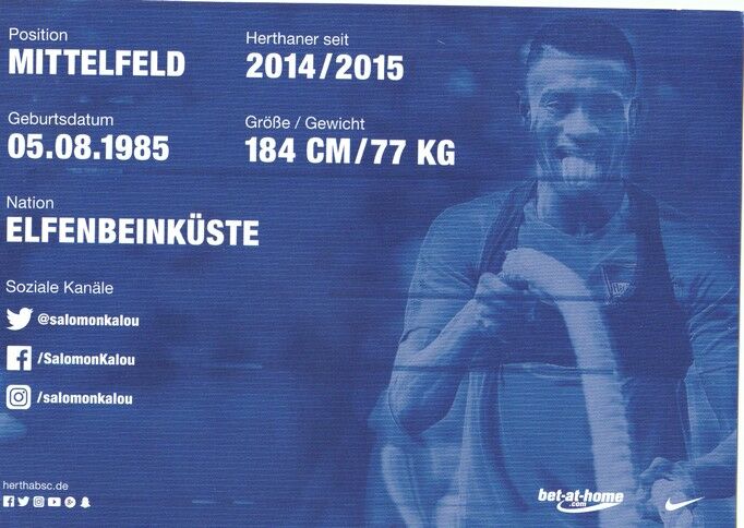 Autogramm Fussball | Hertha BSC Berlin | 2017 | Salomon KALOU