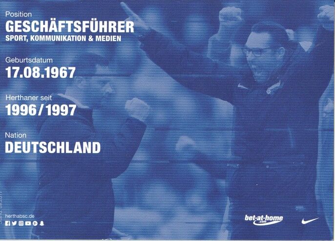 Autogramm Fussball | Hertha BSC Berlin | 2017 | Michael PREETZ