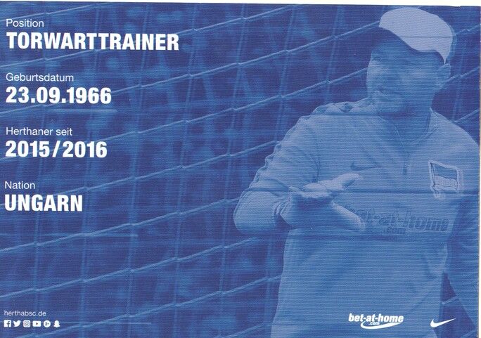 Autogramm Fussball | Hertha BSC Berlin | 2017 | Zsolt PETRY