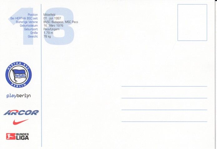 Autogramm Fussball | Hertha BSC Berlin | 2003 | Pal DARDAI