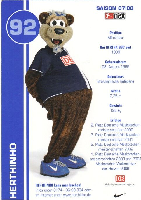 Autogramm Fussball | Hertha BSC Berlin | 2007 | HERTHINHO (Maskottchen)