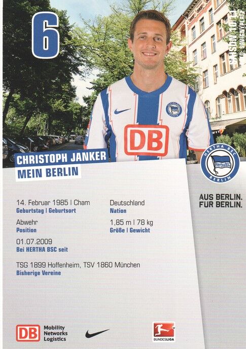 Autogramm Fussball | Hertha BSC Berlin | 2010 | Christoph JANKER