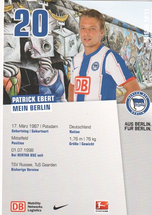 Autogramm Fussball | Hertha BSC Berlin | 2010 | Patrick EBERT