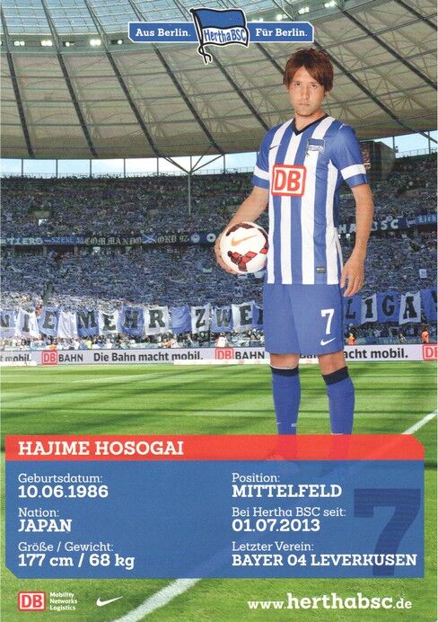 Autogramm Fussball | Hertha BSC Berlin | 2013 | Hajime HOSOGAI