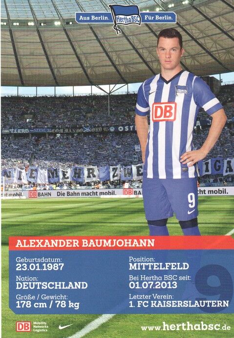 Autogramm Fussball | Hertha BSC Berlin | 2013 | Alexander BAUMJOHANN
