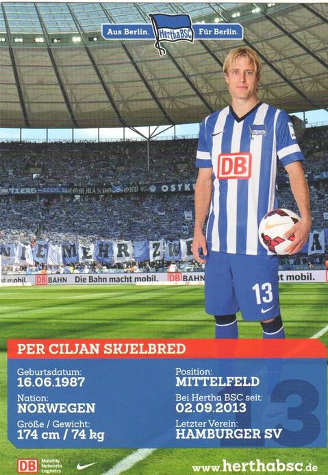 Autogramm Fussball | Hertha BSC Berlin | 2013 | Per Ciljan SKJELBRED