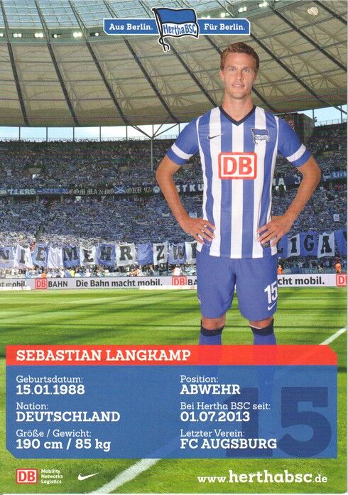 Autogramm Fussball | Hertha BSC Berlin | 2013 | Sebastian LANGKAMP