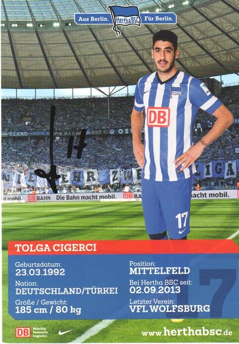Autogramm Fussball | Hertha BSC Berlin | 2013 | Tolga CIGERCI