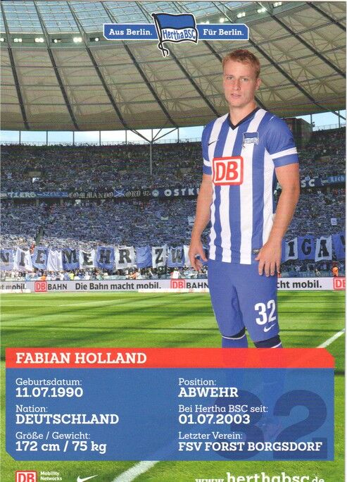 Autogramm Fussball | Hertha BSC Berlin | 2013 | Fabian HOLLAND