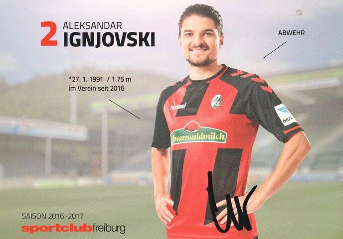 Autogramm Fussball | SC Freiburg | 2016 | Aleksandar IGNJOVSKI