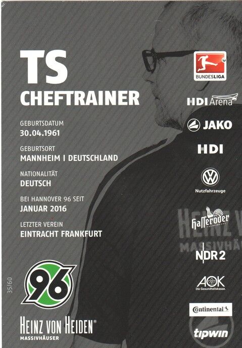 Autogramm Fussball | Hannover 96 | 2015 | Thomas SCHAAF