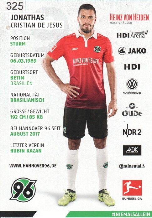 Autogramm Fussball | Hannover 96 | 2017 | JONATHAS