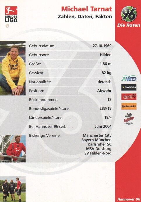 Autogramm Fussball | Hannover 96 | 2005 | Michael TARNAT